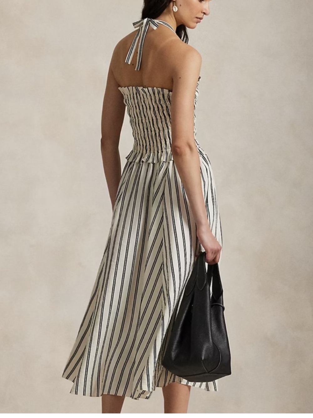 Polo by Ralph Lauren Taylor Swift Engagement Striped Silk-Blend Midi Dress NEW L - Picture 5 of 12